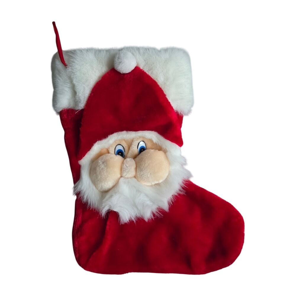 Santa Claus Plush Christmas 3D Stocking Cute‎ Festive Holiday Decor Red Soft